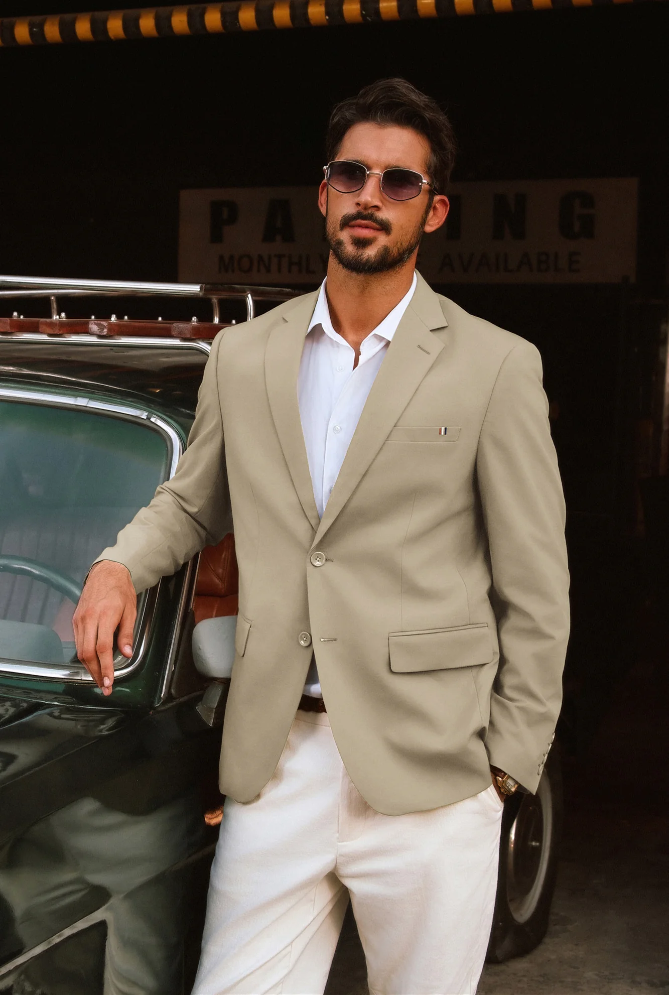 Men Notch Lapel Blazer Coat with Pockets Casual Tow-Button Suit Coat - Image 24