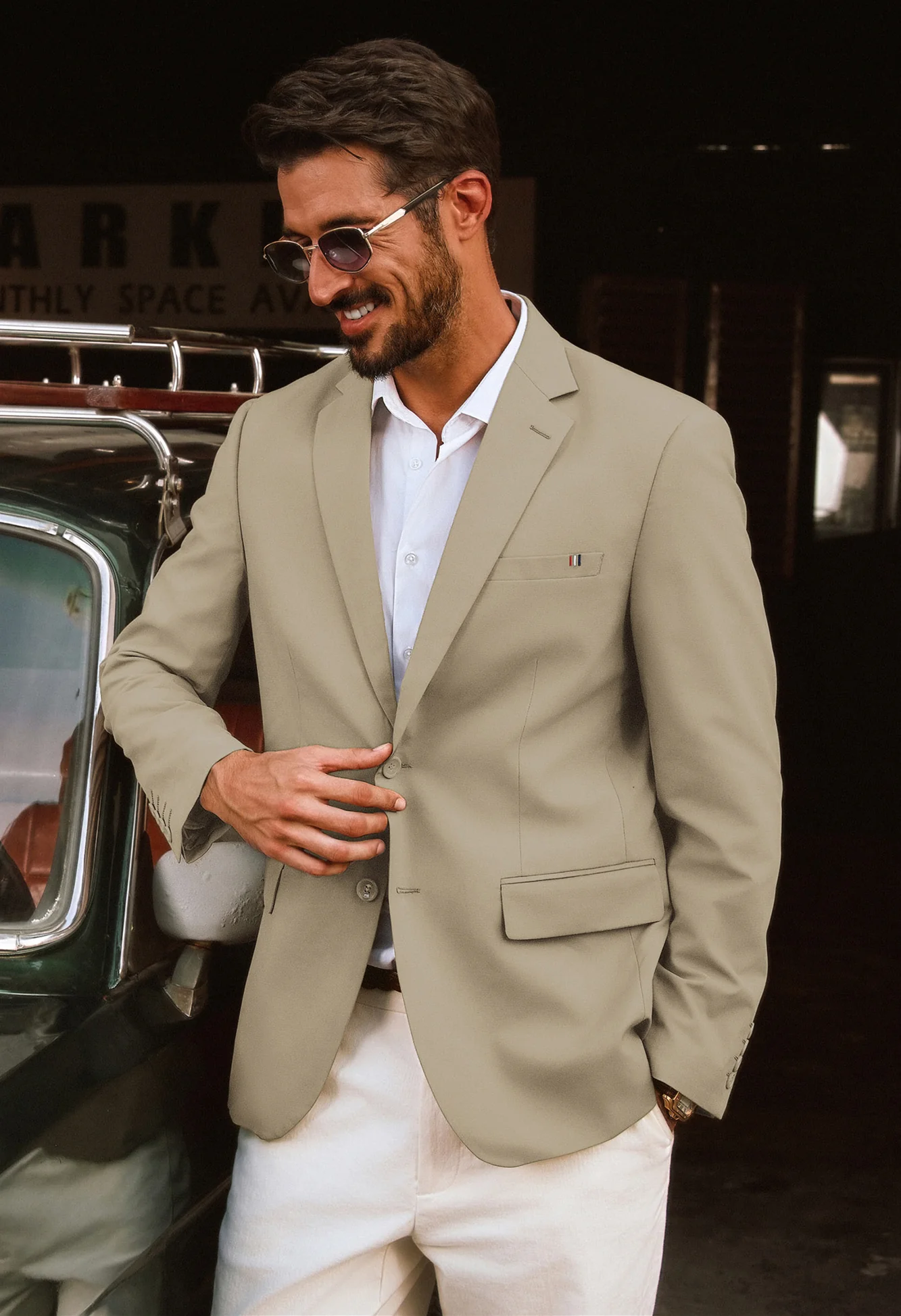 Men Notch Lapel Blazer Coat with Pockets Casual Tow-Button Suit Coat - Image 25