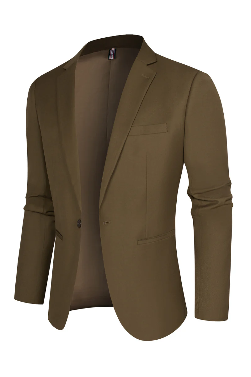 Men One-Button Blazer Coat Casual Notch Lapel Back Slit Suit Coat - Image 4