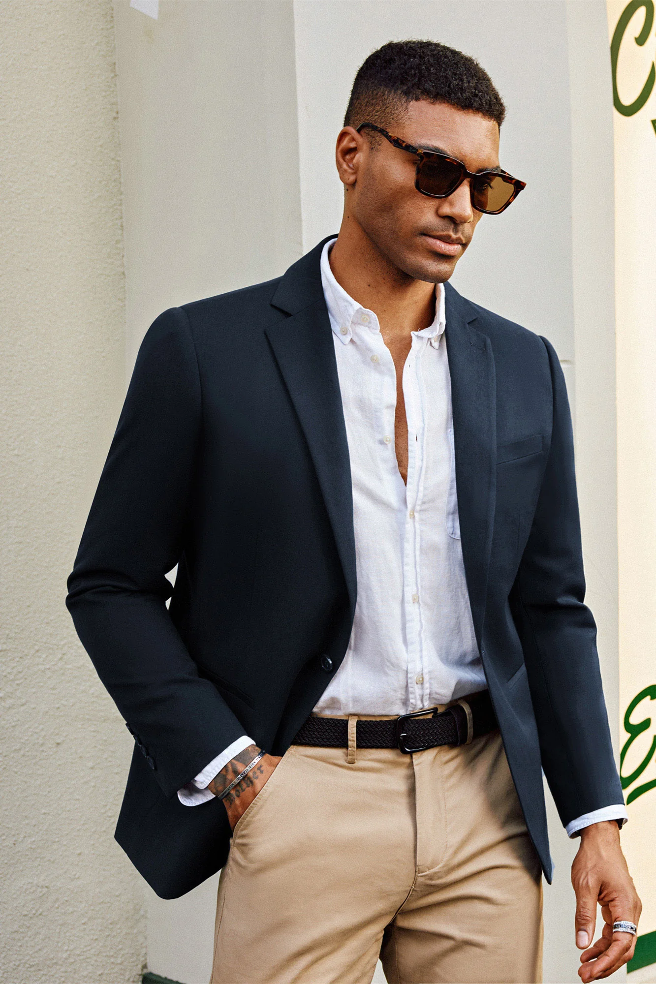Men One-Button Blazer Coat Casual Notch Lapel Back Slit Suit Coat - Image 9
