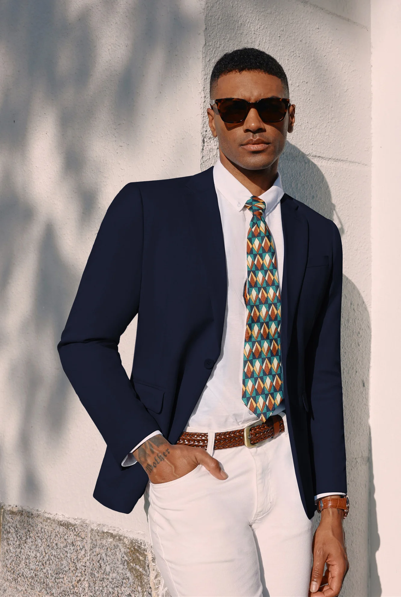 Men One-Button Blazer Coat Casual V-Neck Notch Lapel Back Sit Suit Coat - Image 10