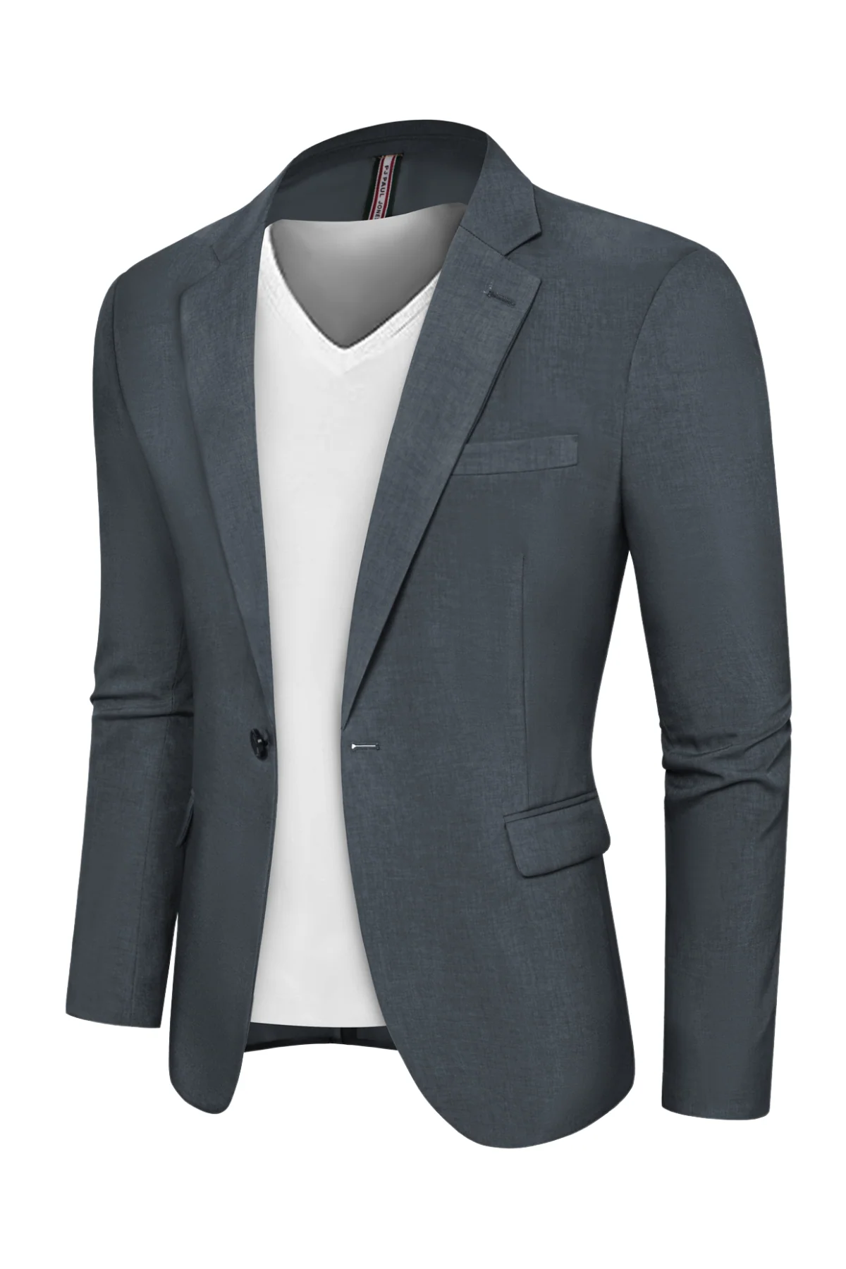 Men One-Button Blazer Coat Casual V-Neck Notch Lapel Back Sit Suit Coat - Image 11