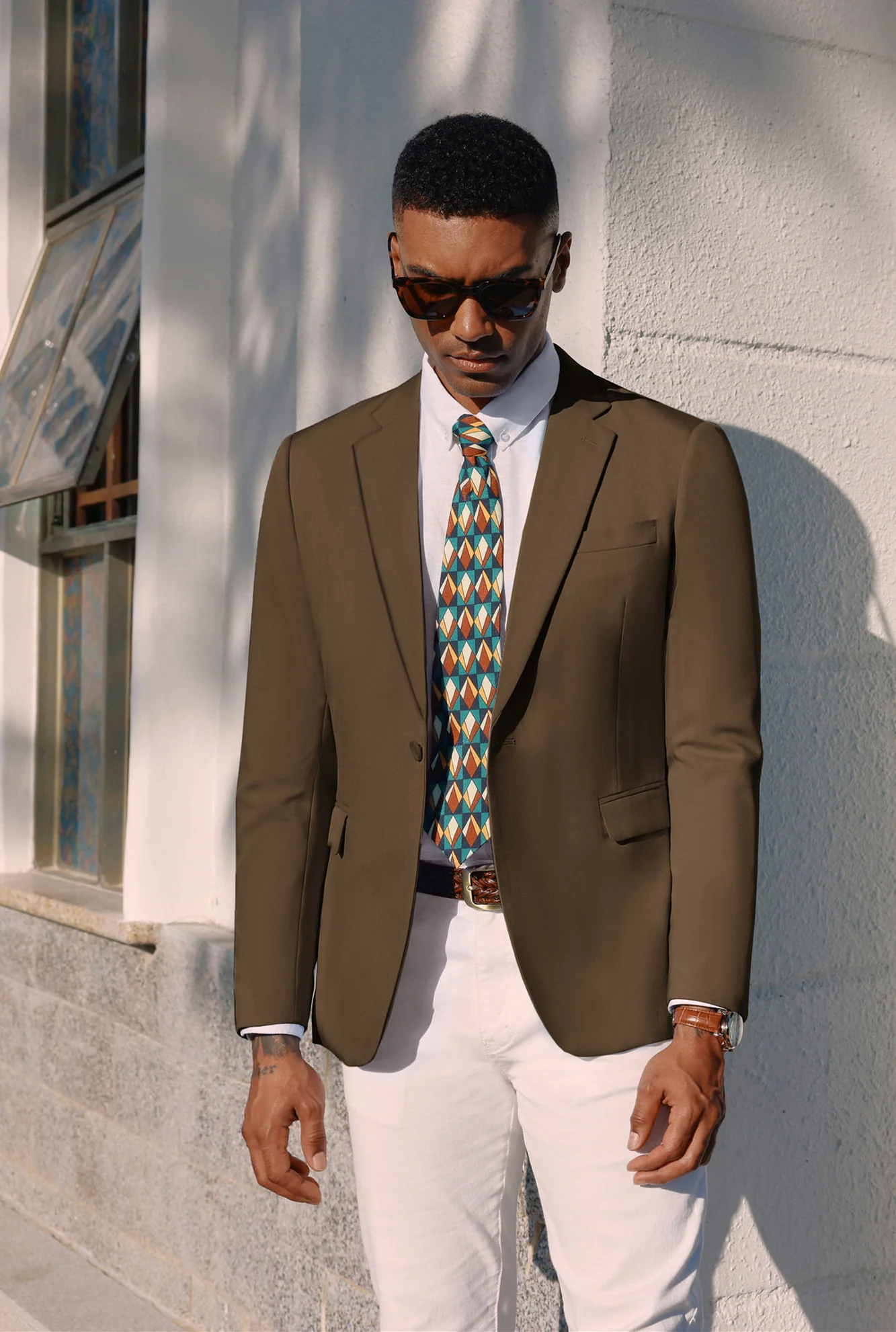 Men One-Button Blazer Coat Casual V-Neck Notch Lapel Back Sit Suit Coat - Image 17