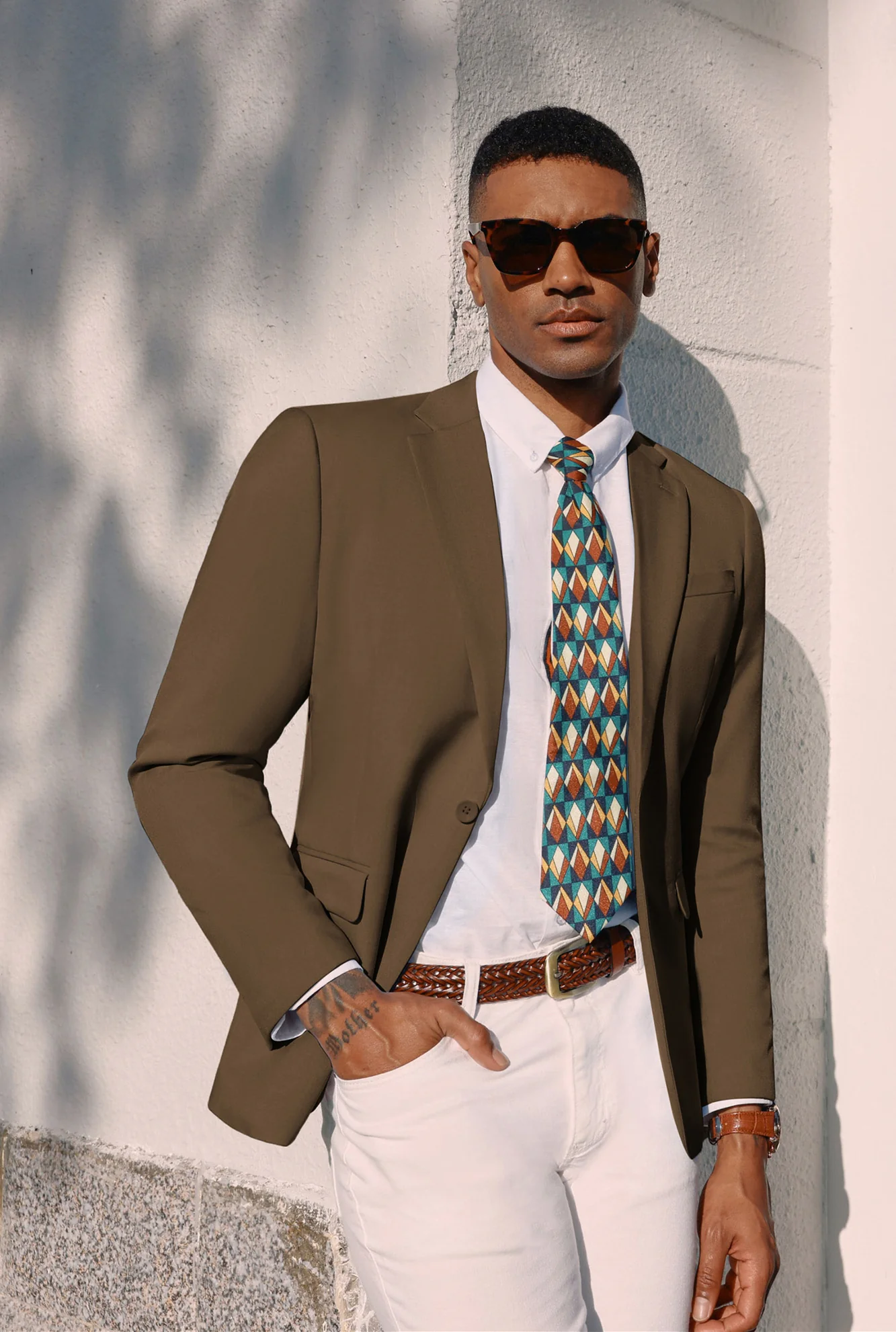 Men One-Button Blazer Coat Casual V-Neck Notch Lapel Back Sit Suit Coat - Image 18