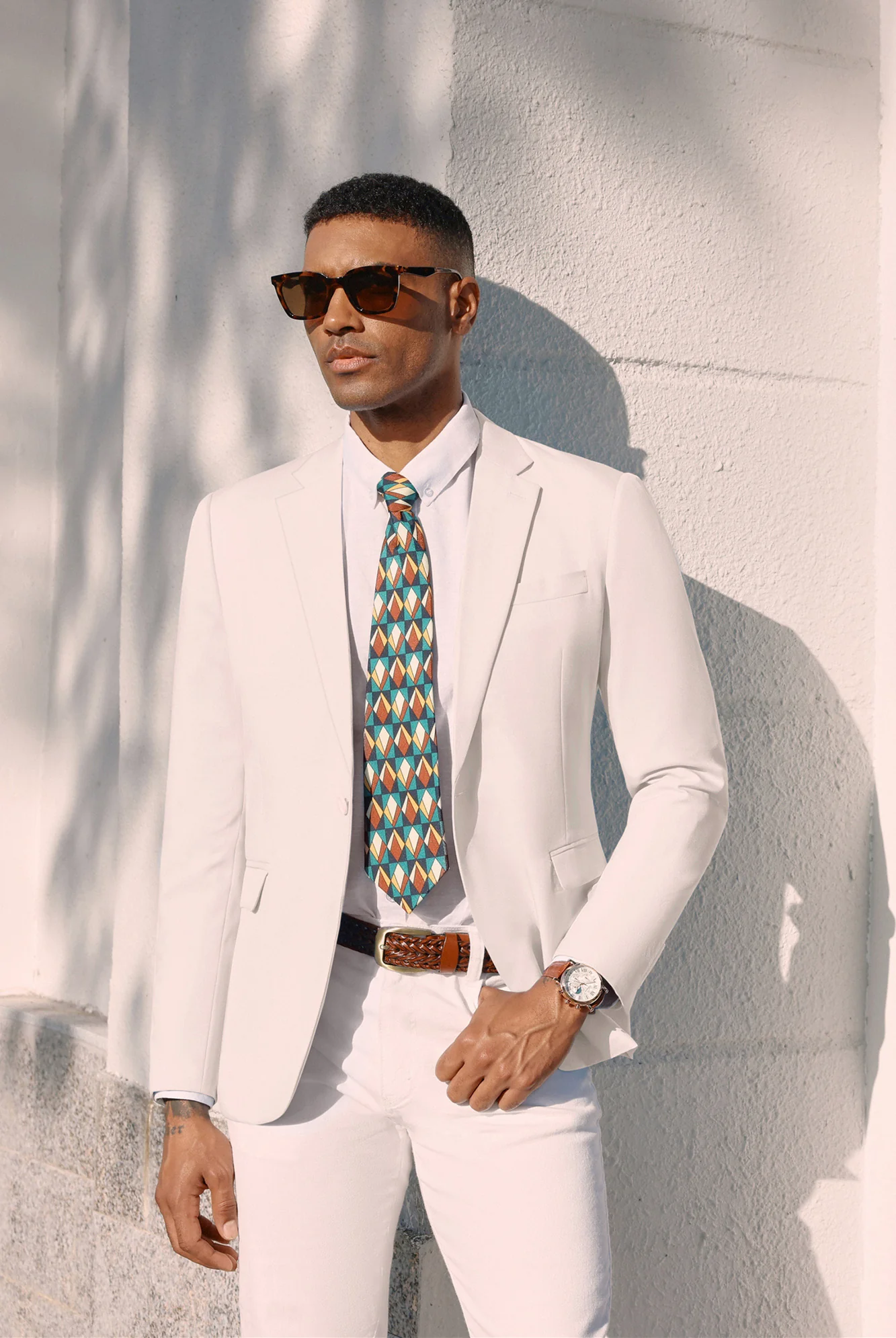 Men One-Button Blazer Coat Casual V-Neck Notch Lapel Back Sit Suit Coat - Image 28