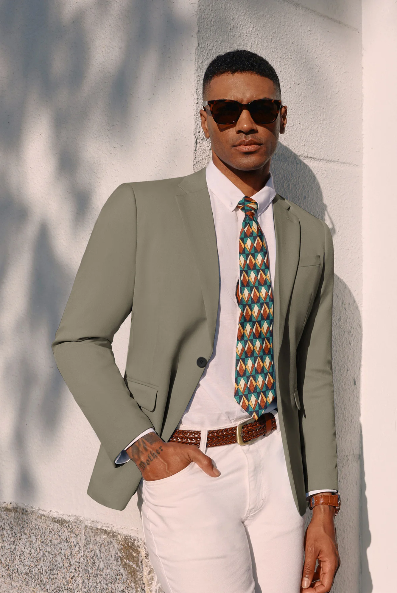 Men One-Button Blazer Coat Casual V-Neck Notch Lapel Back Sit Suit Coat - Image 36