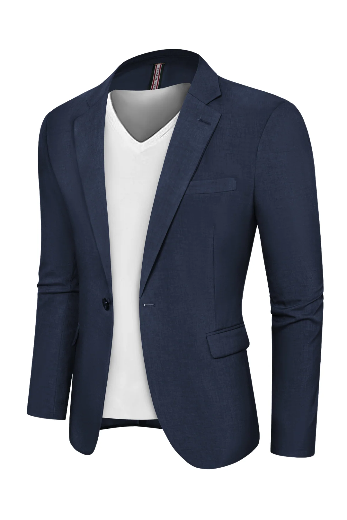 Men One-Button Blazer Coat Casual V-Neck Notch Lapel Back Sit Suit Coat - Image 7