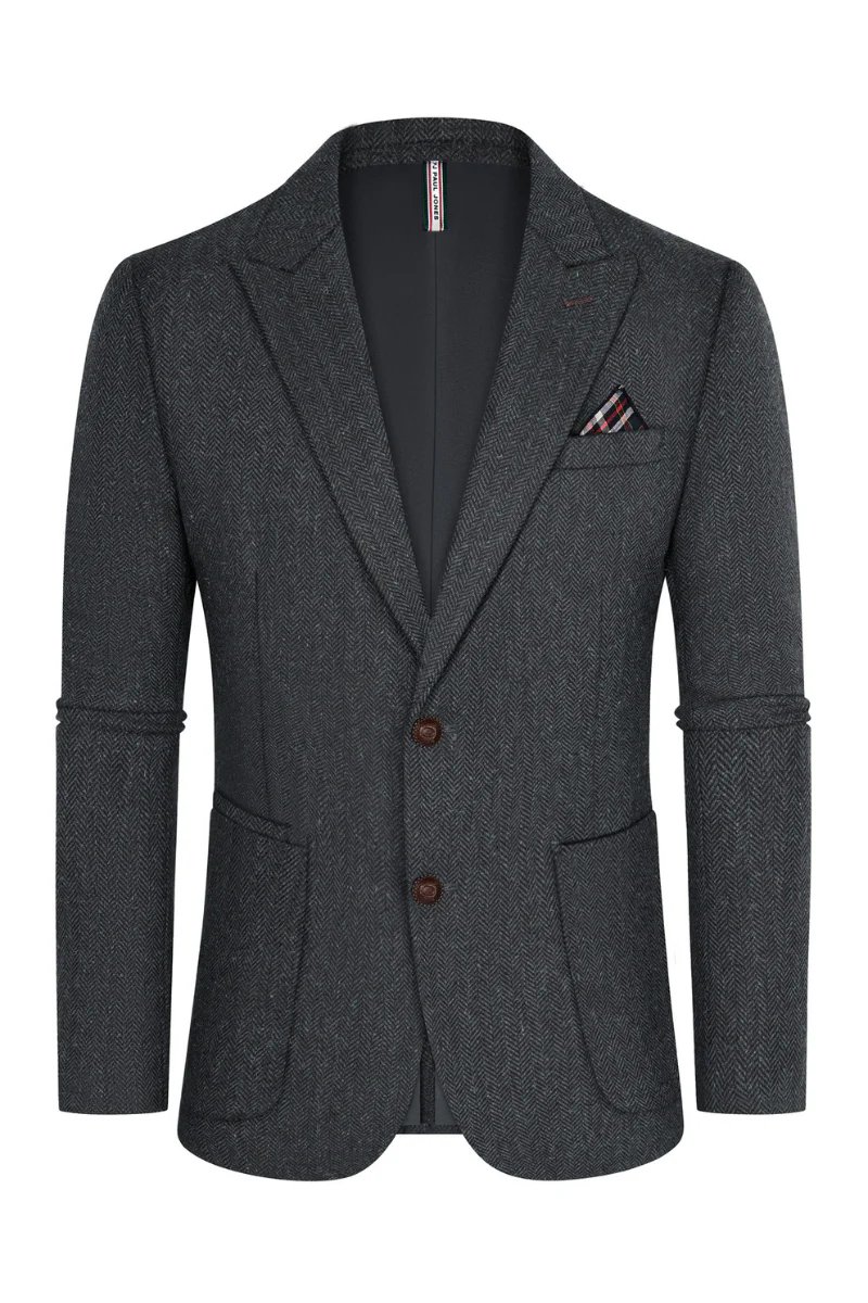 Men Peak Lapel Blazer Coat Casual Long Sleeve Two-Button Suit Coat - Image 26