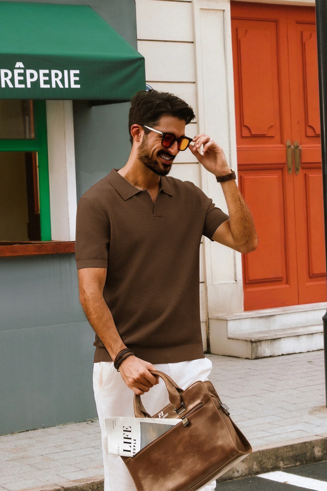 Men Pineapple Textured Polo-Shirt Short Sleeve Lapel Collar Knitwear Tops - Image 24
