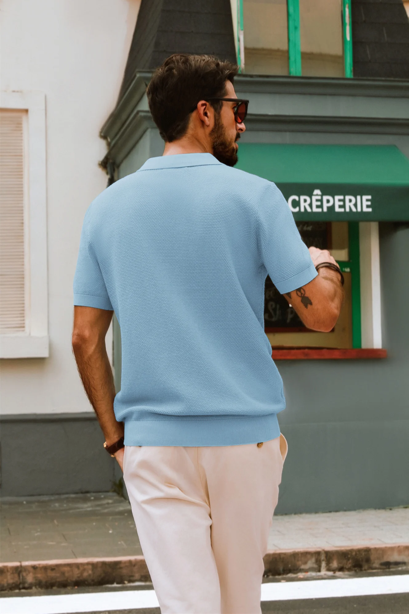 Men Pineapple Textured Polo-Shirt Short Sleeve Lapel Collar Knitwear Tops - Image 35