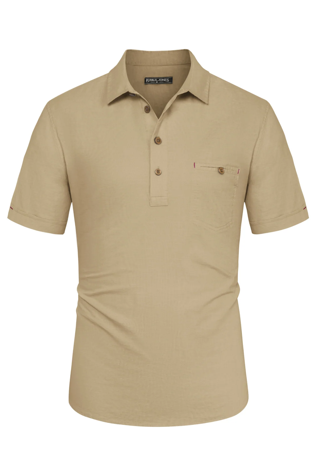 Men Pullover Shirt Casual Short Sleeve Lapel Collar Button-up Neck Tops - Image 13