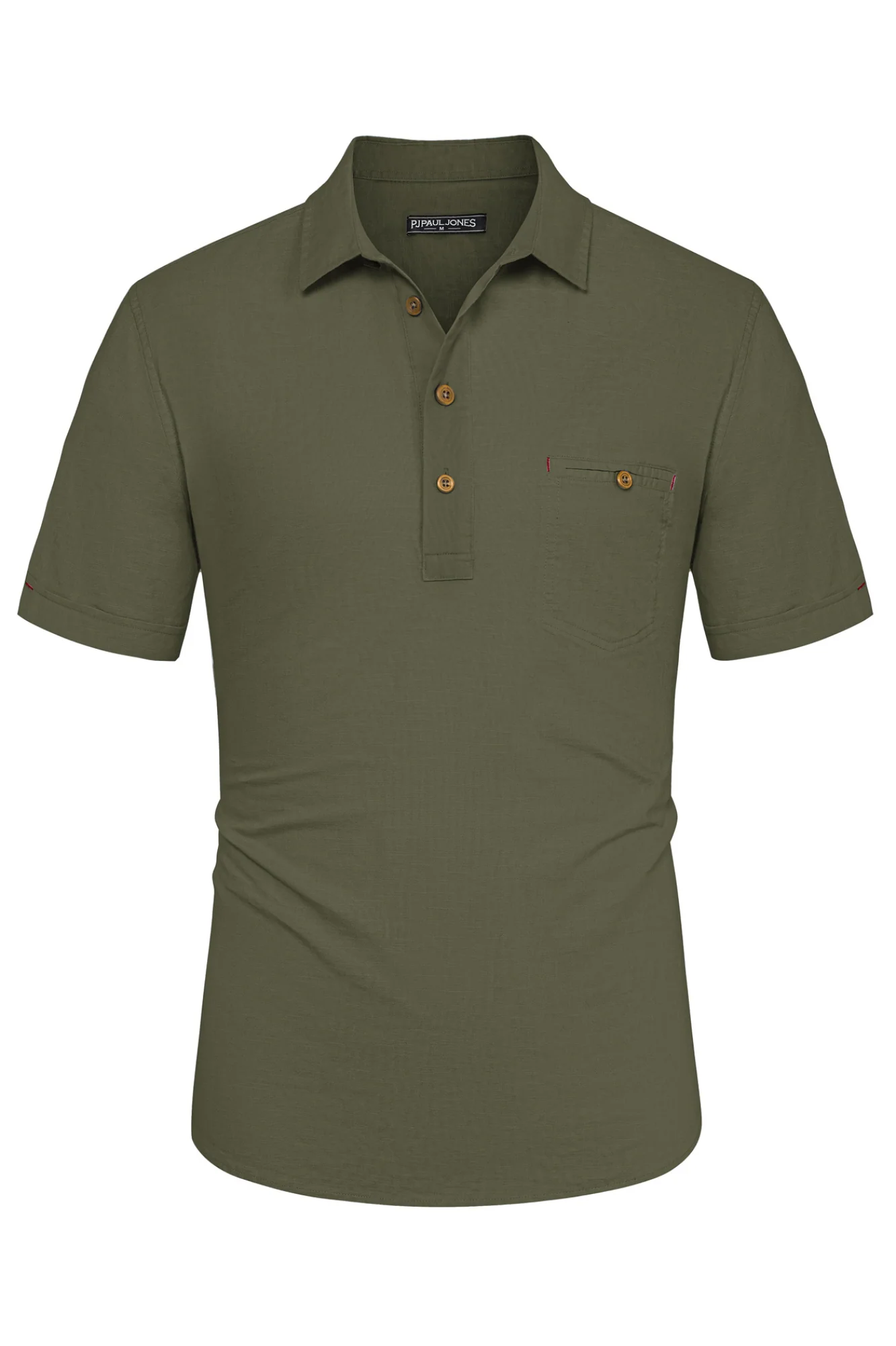 Men Pullover Shirt Casual Short Sleeve Lapel Collar Button-up Neck Tops - Image 36