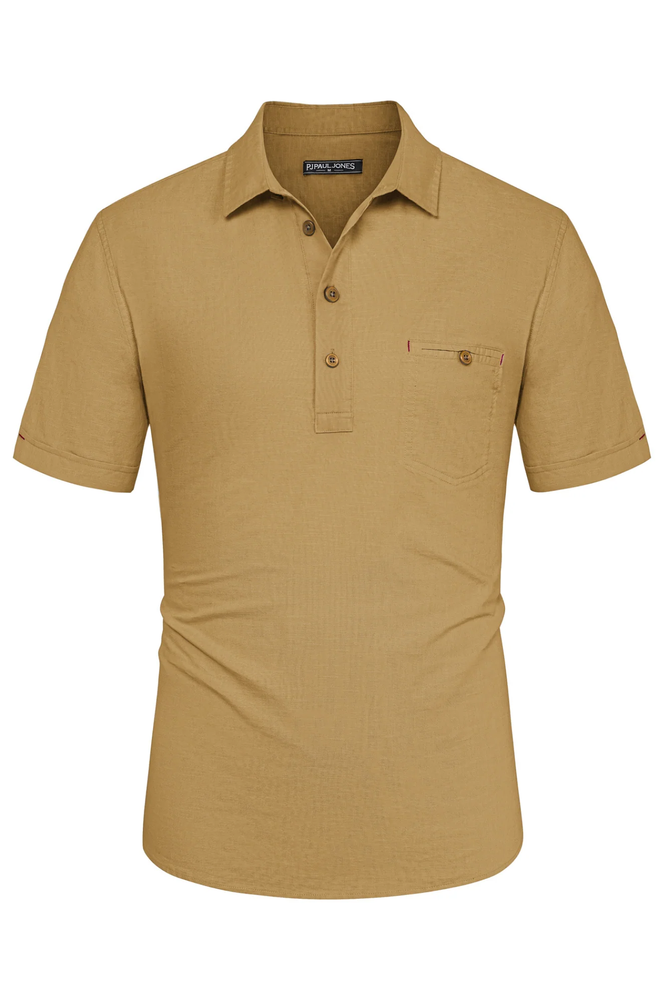 Men Pullover Shirt Casual Short Sleeve Lapel Collar Button-up Neck Tops - Image 41
