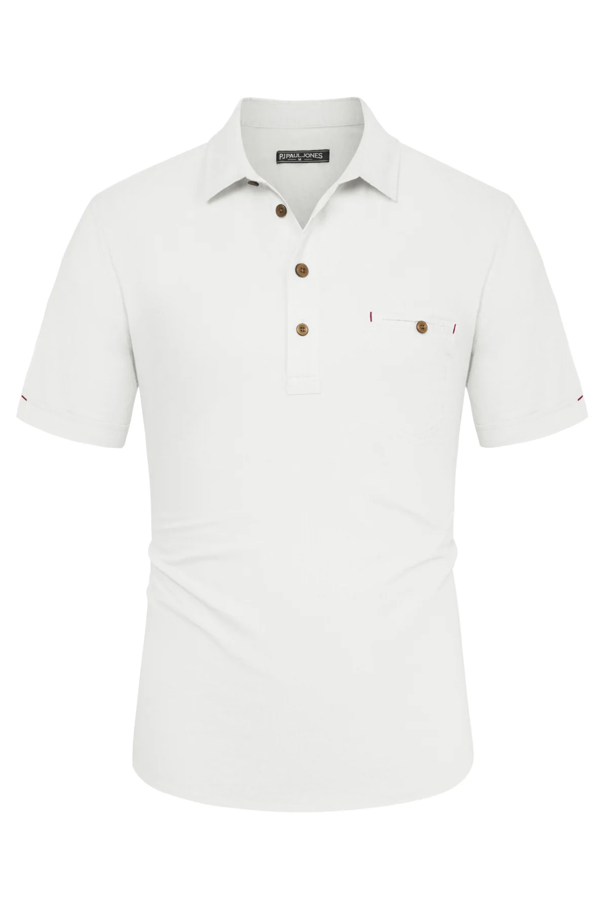 Men Pullover Shirt Casual Short Sleeve Lapel Collar Button-up Neck Tops - Image 8
