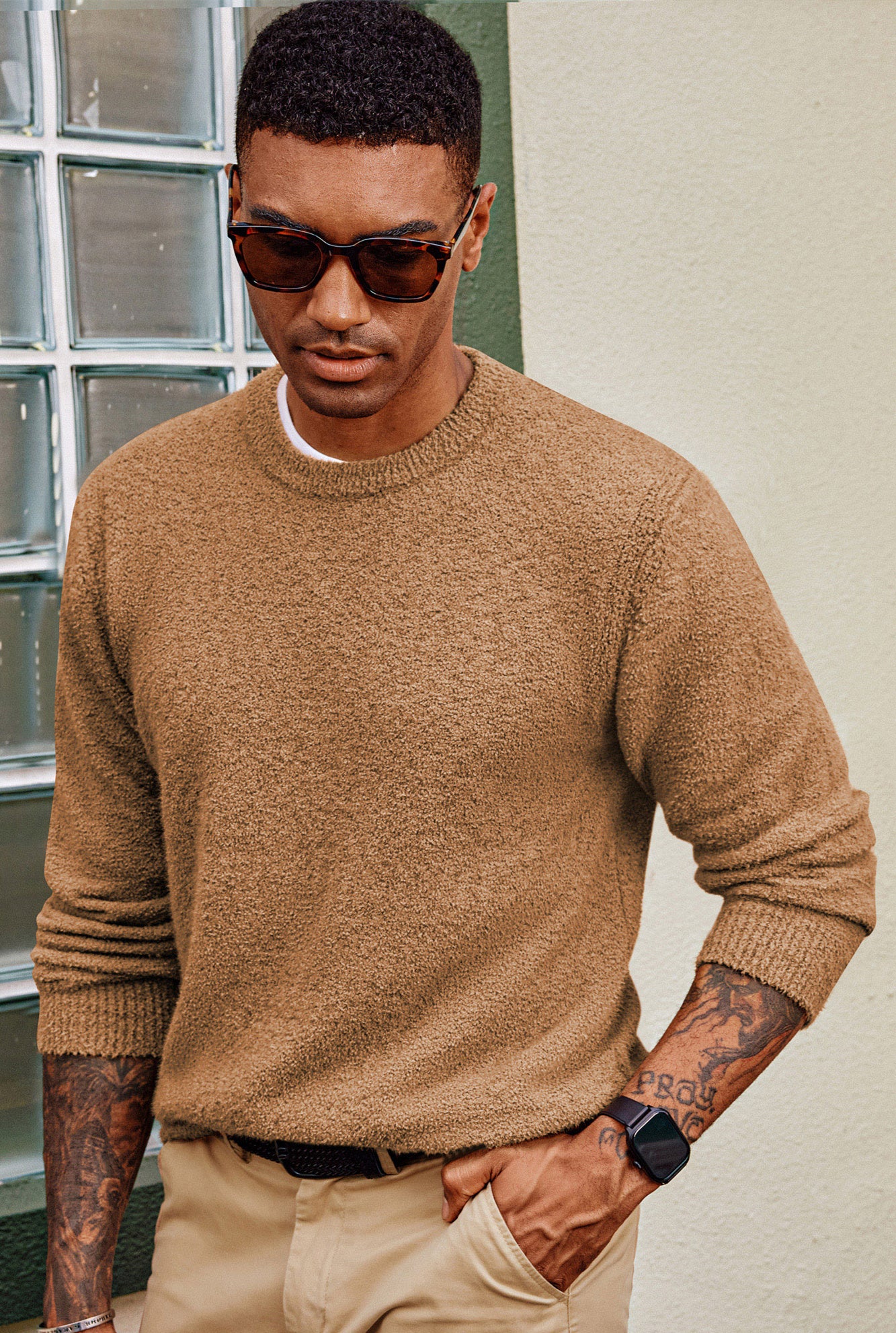 Men Ribbed Cuff Sweater Long Sleeve Crew Neck Pullover Knitwear - Image 15