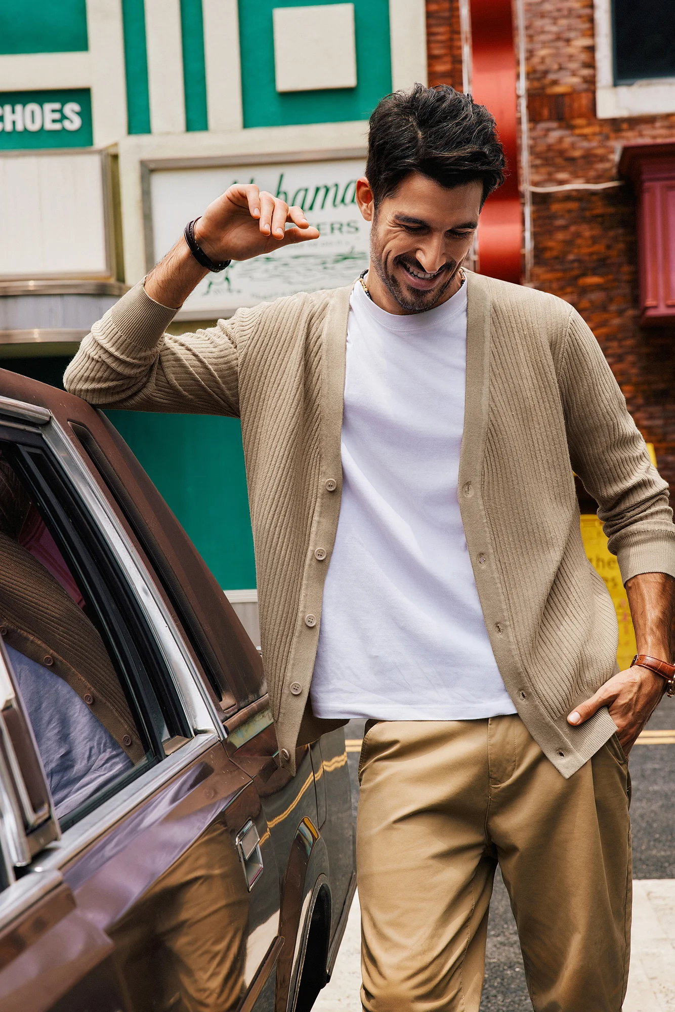 Men Ribbed Knitted Cardigan Long Sleeve V-Neck Button-up Sweater Knitwear - Image 18