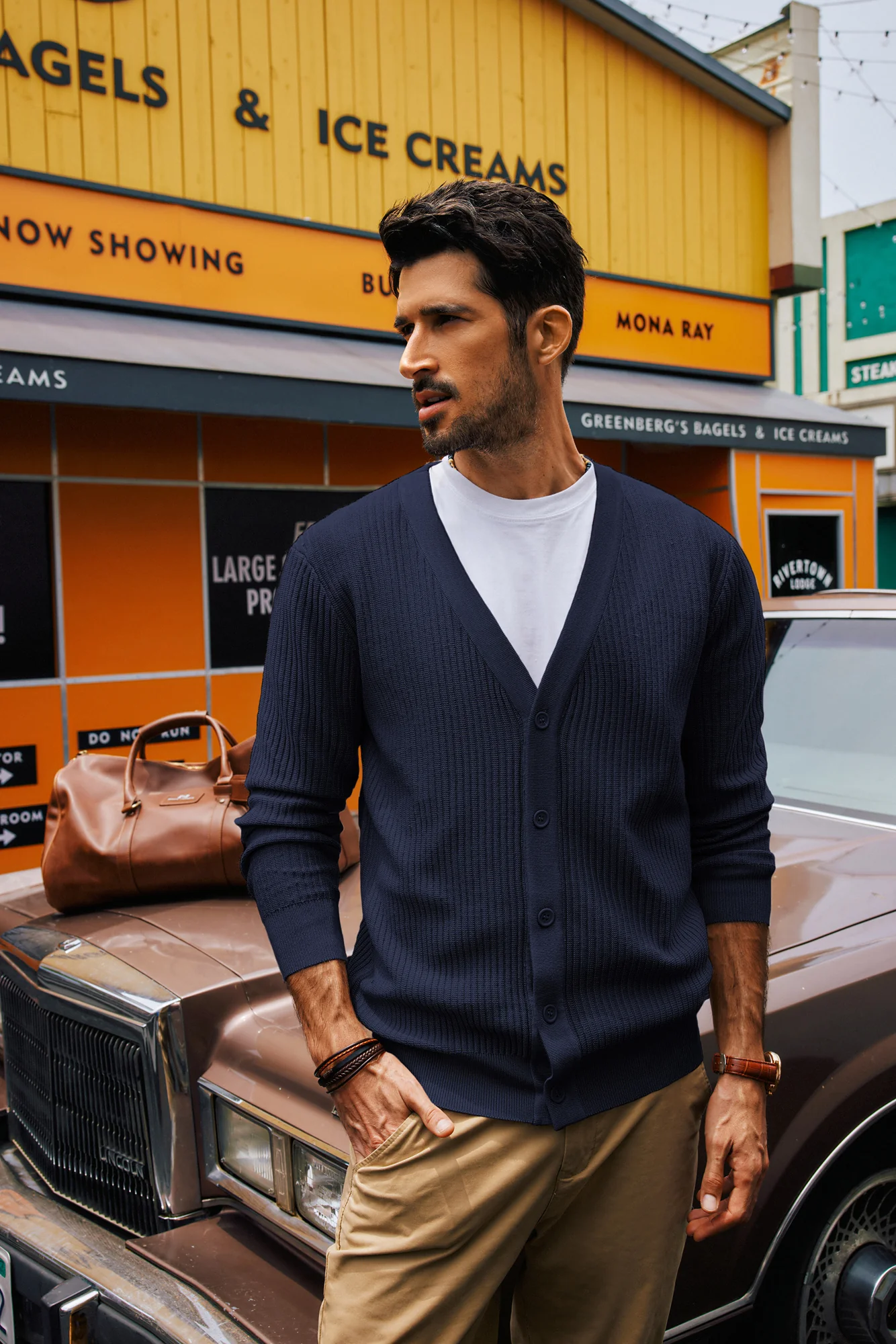 Men Ribbed Knitted Cardigan Long Sleeve V-Neck Button-up Sweater Knitwear - Image 6