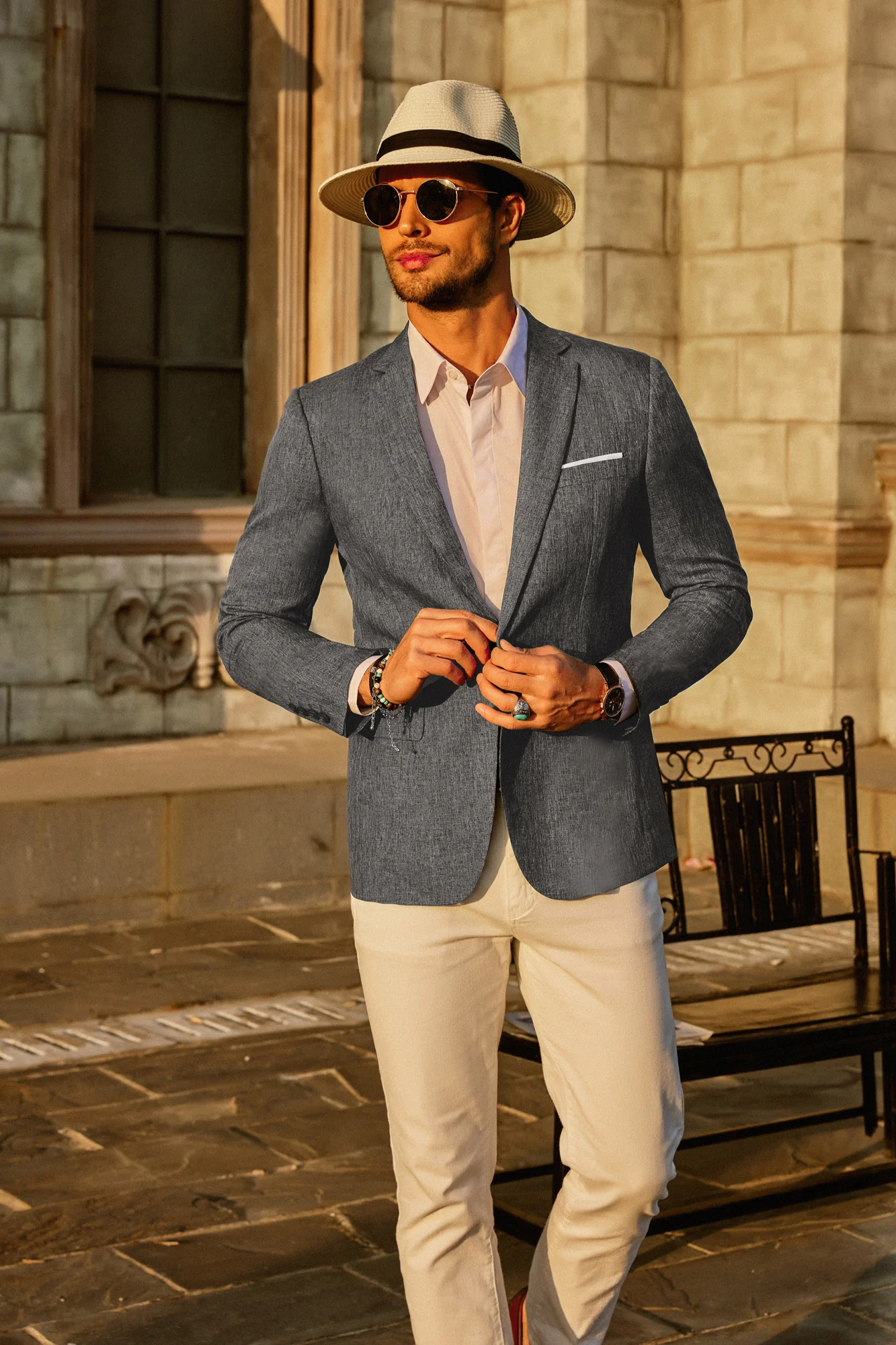 Men's Casual Lightweight Blazer Sport Coat One Button Business Suit Jacket - Image 18