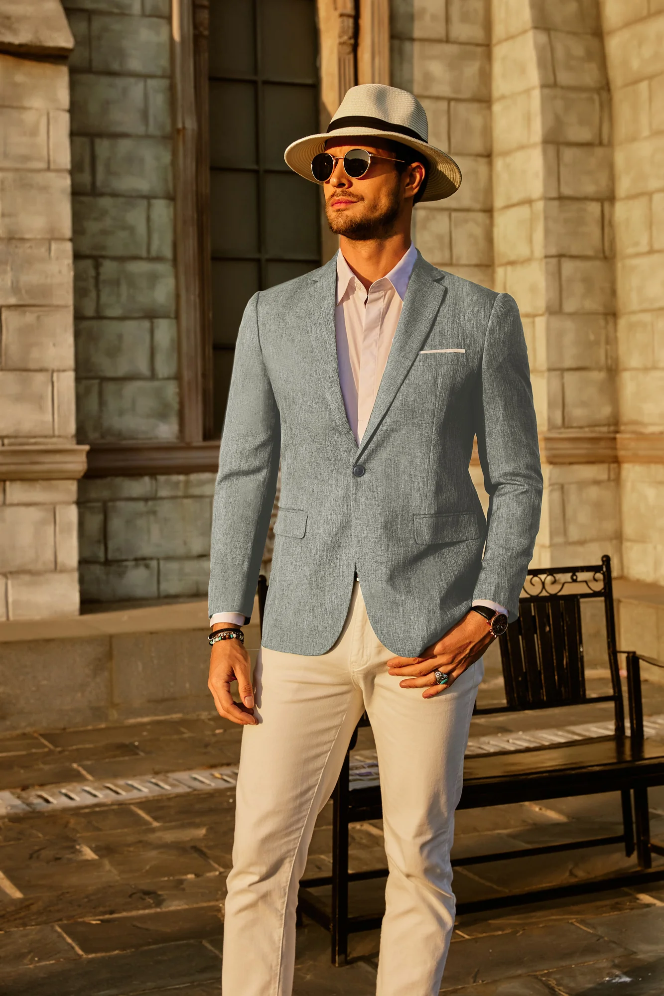 Men's Casual Lightweight Blazer Sport Coat One Button Business Suit Jacket - Image 34