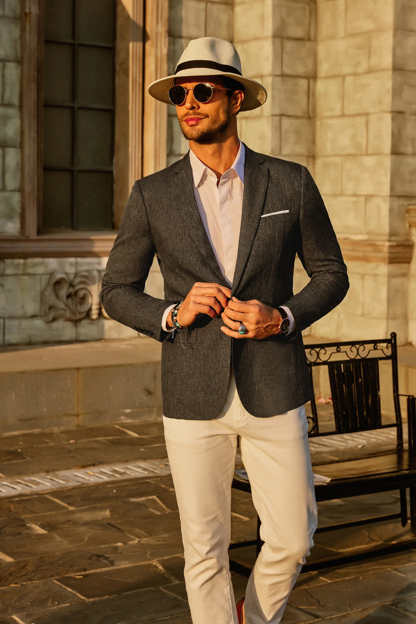 Men's Casual Lightweight Blazer Sport Coat One Button Business Suit Jacket - Image 43