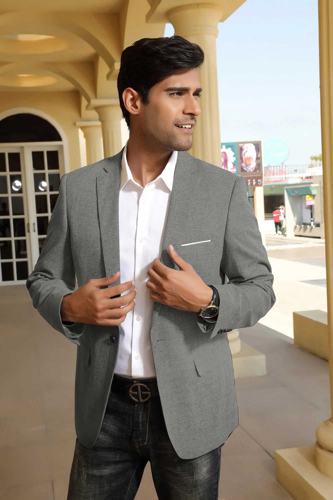 Men's Casual Lightweight Blazer Sport Coat One Button Business Suit Jacket - Image 8