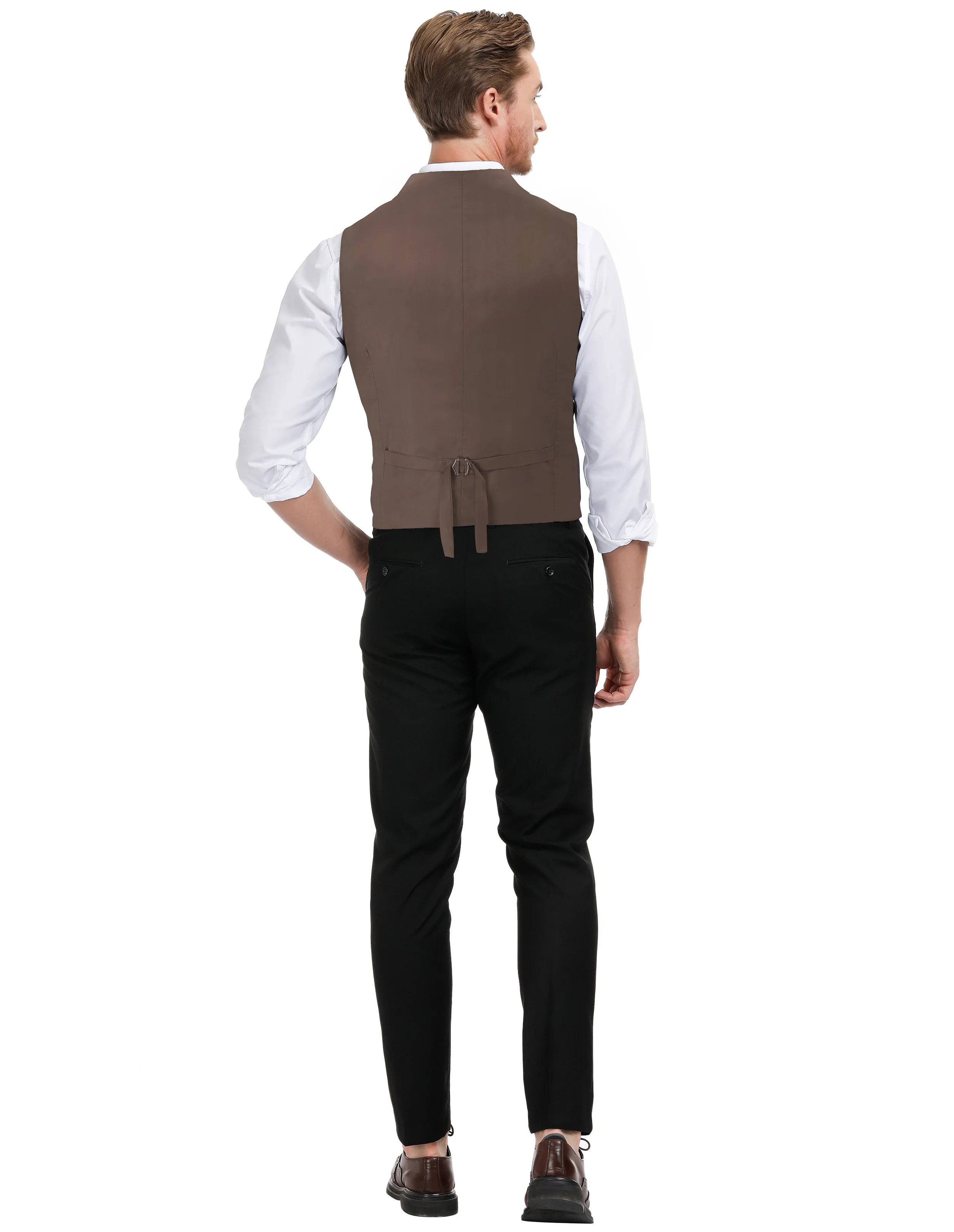Men’s Slim Fit V-Neck Single Breasted Handkerchief Hem Waistcoat Vest Coat - Image 34