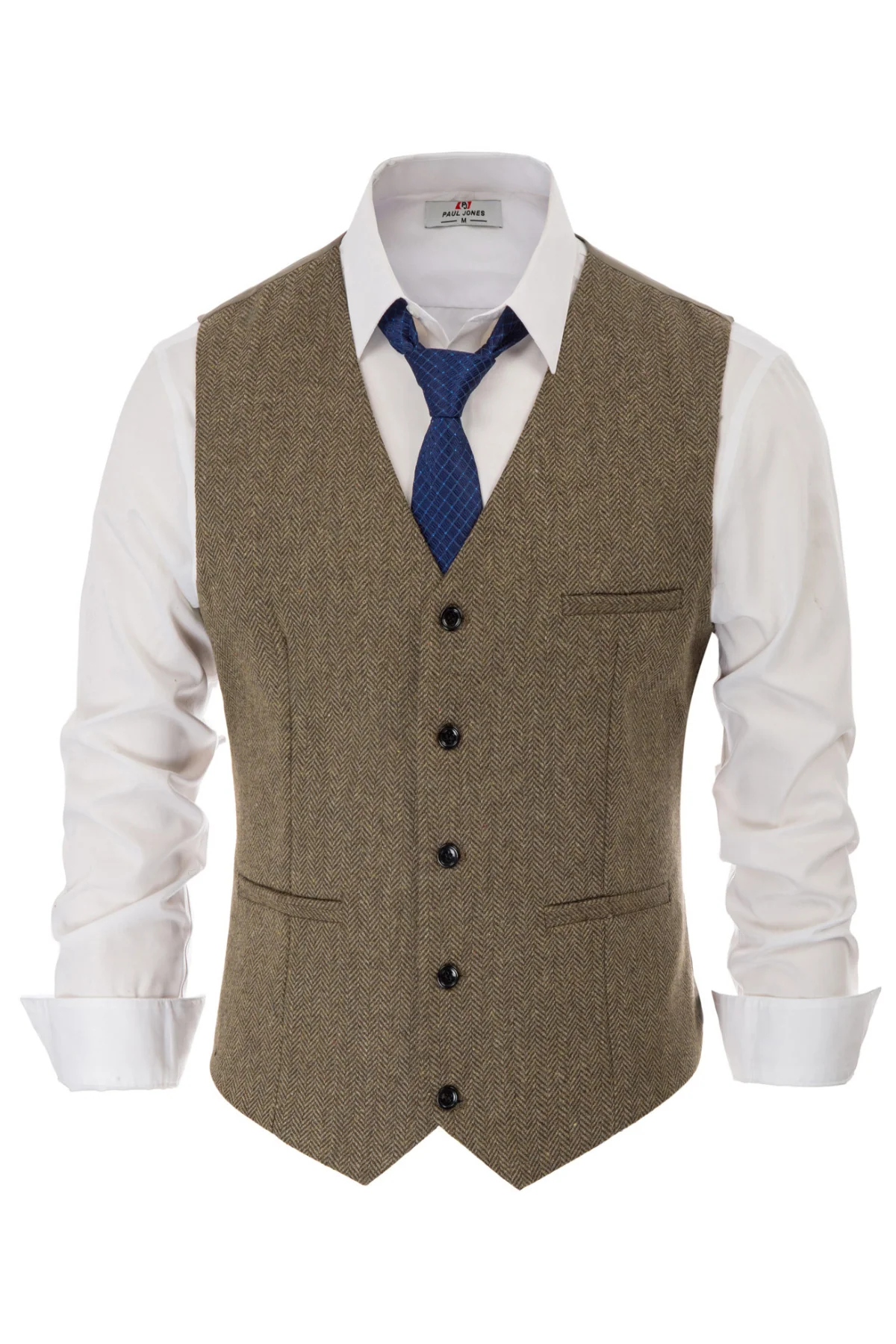 Men’s Slim Fit V-Neck Single Breasted Handkerchief Hem Waistcoat Vest Coat - Image 9