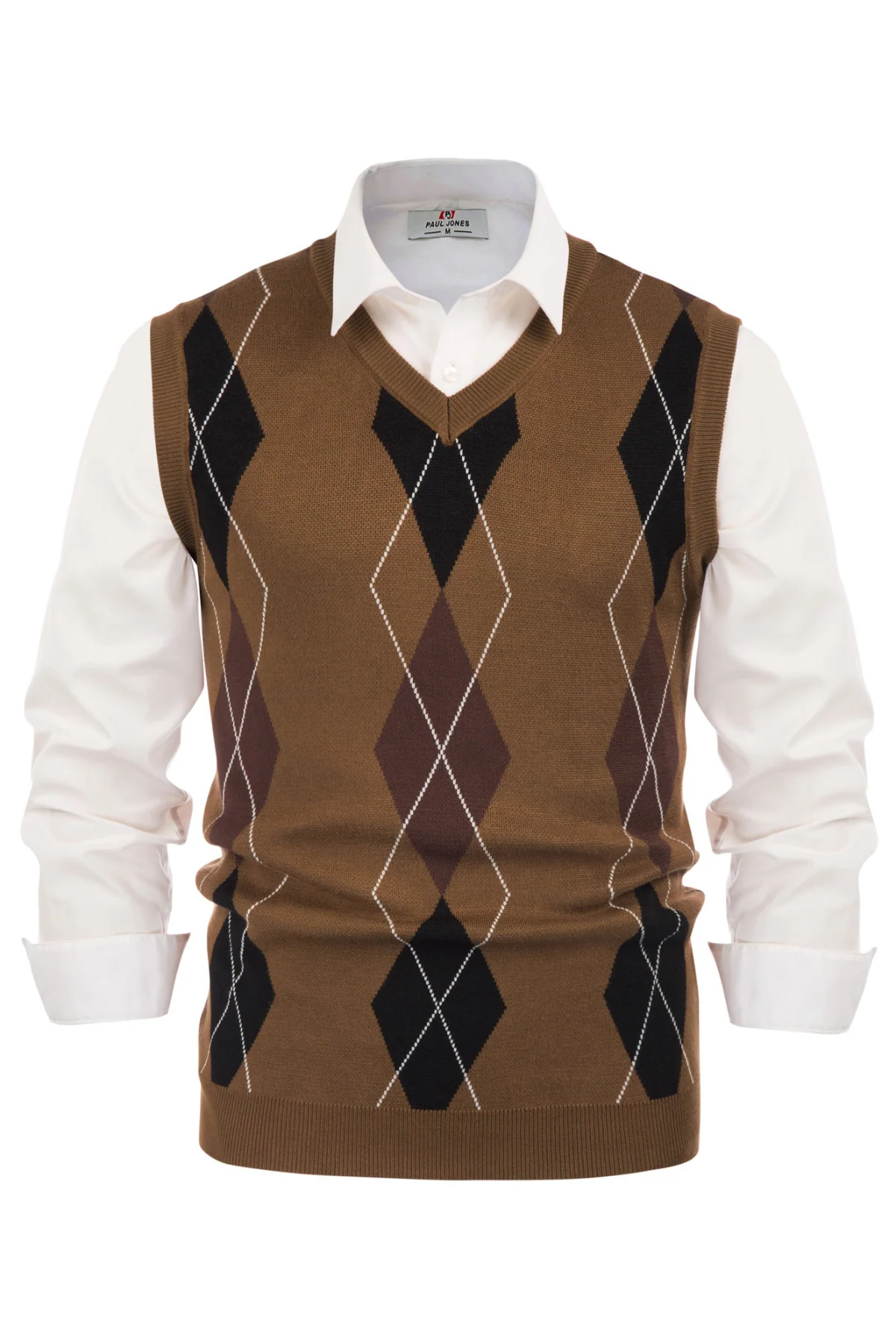 Men's Soft Argyle Sweater Vest Slim Fit V-Neck Knitted Pullover Vest - Image 7