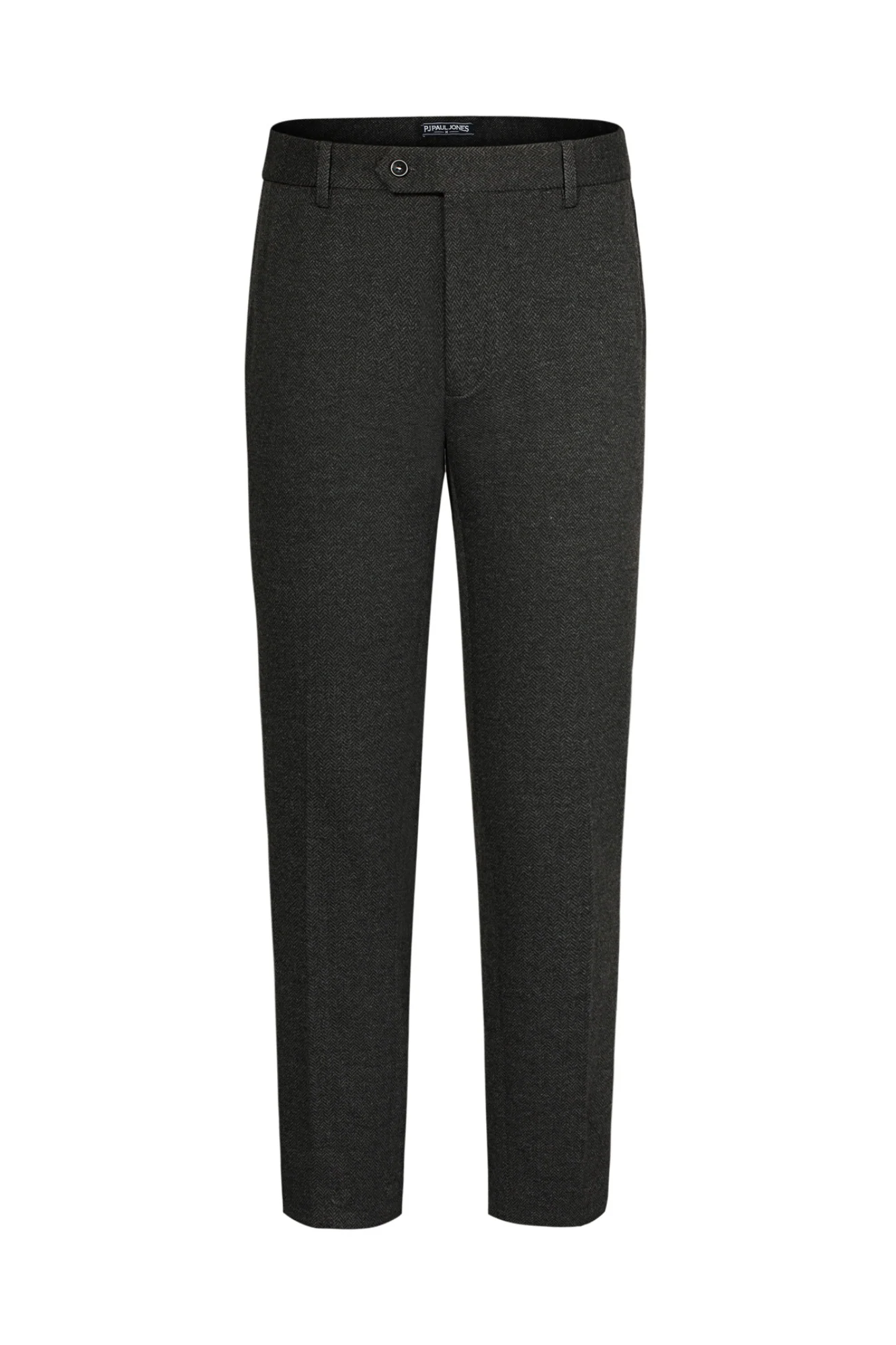 Men Skinny Trousers Elastic Waist Herringbone Pattern Multi-Pocket Pants - Image 7