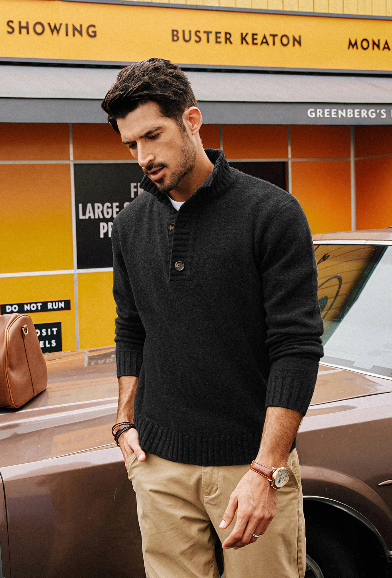 Men Stand Collar Sweater Long Sleeve Ribbed Cuff Pullover Jumper - Image 6