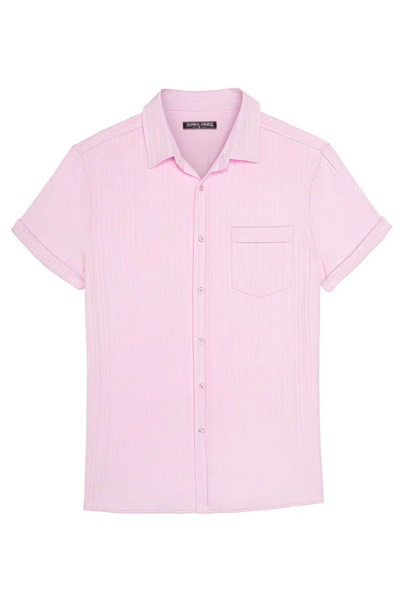 Men Straight Shirt Casual Short Sleeve Lapel Collar Button-up Tops - Image 32