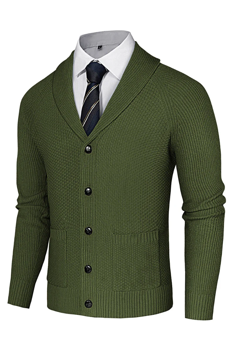 Men Stylish Shawl Lapel Cardigan Long Raglan Sleeve Button-up Sweater - Image 33