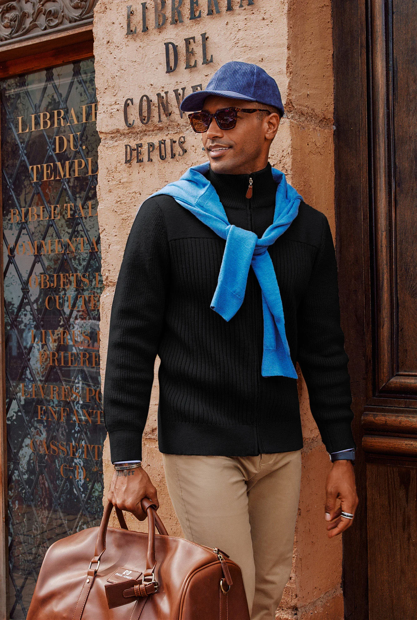 Men Stylish Stand Collar Cardigan Long Sleeve Zip-up Sweater Knitwear - Image 16