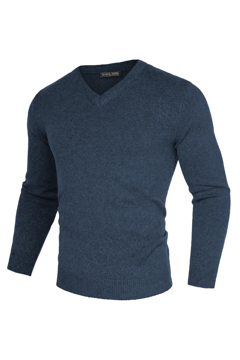 Men Stylish Sweater Long Sleeve V-Neck Ribbed Cuff Pullover Jumper - Image 21