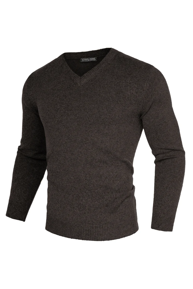 Men Stylish Sweater Long Sleeve V-Neck Ribbed Cuff Pullover Jumper - Image 26