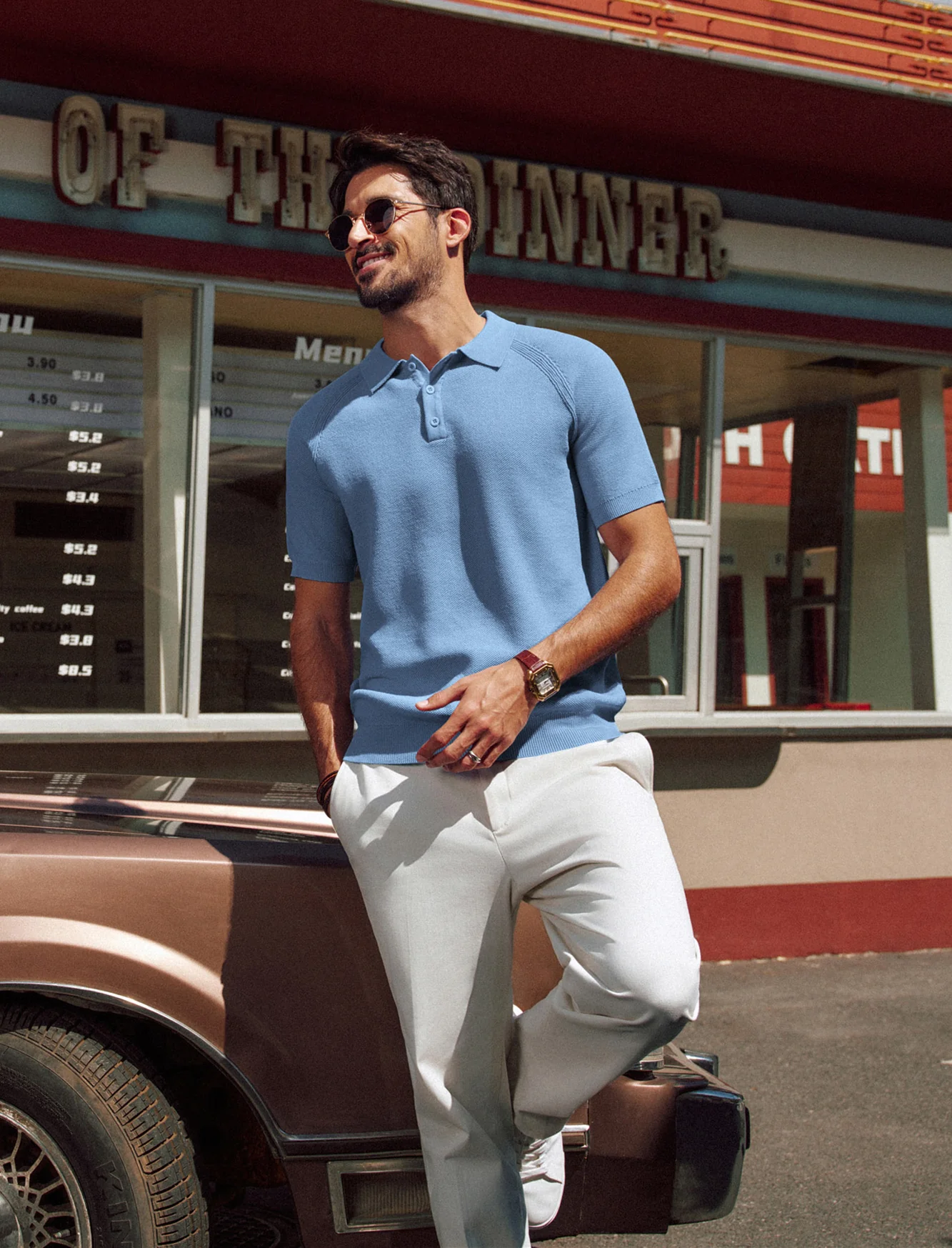 Men Textured Knitted Polo-Shirt Short Sleeve Lapel Collar Button-up Neck Tops - Image 29