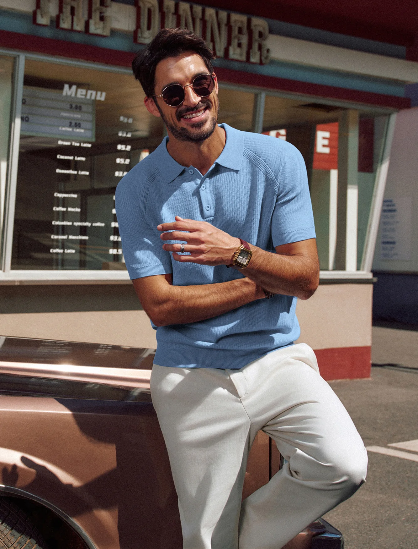 Men Textured Knitted Polo-Shirt Short Sleeve Lapel Collar Button-up Neck Tops - Image 30