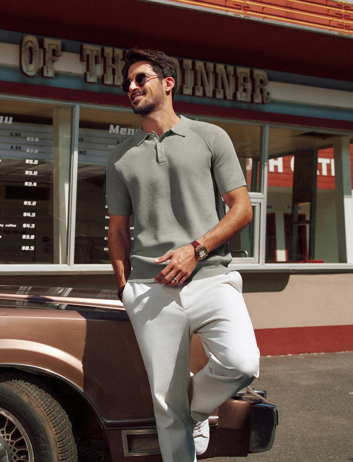 Men Textured Knitted Polo-Shirt Short Sleeve Lapel Collar Button-up Neck Tops - Image 39
