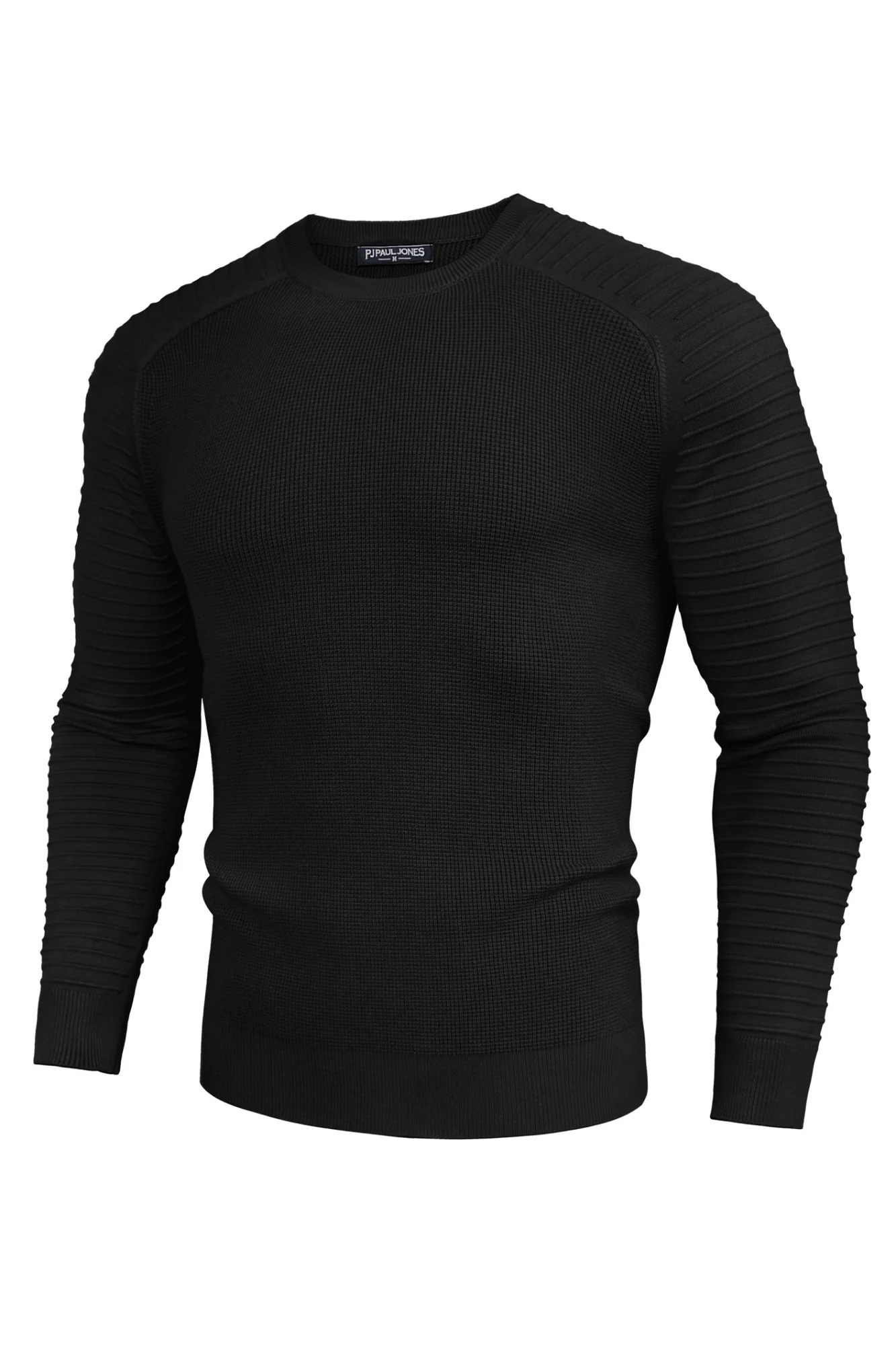 Men Textured Sweater Long Raglan Sleeve Crew Neck Pullover Knitwear - Image 3