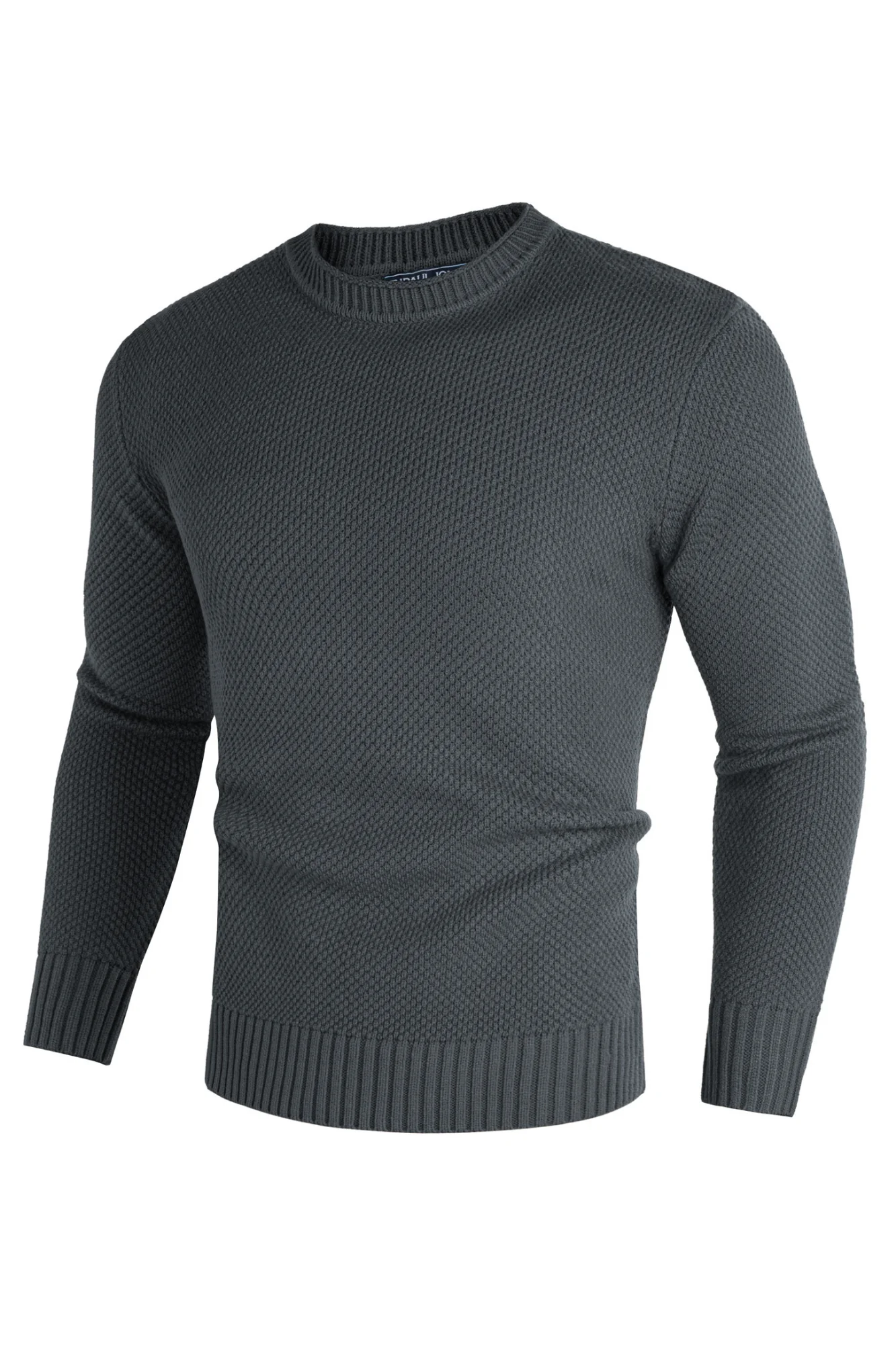 Men Textured Sweater Long Sleeve Crew Neck Ribbed Cuff Pullover - Image 33