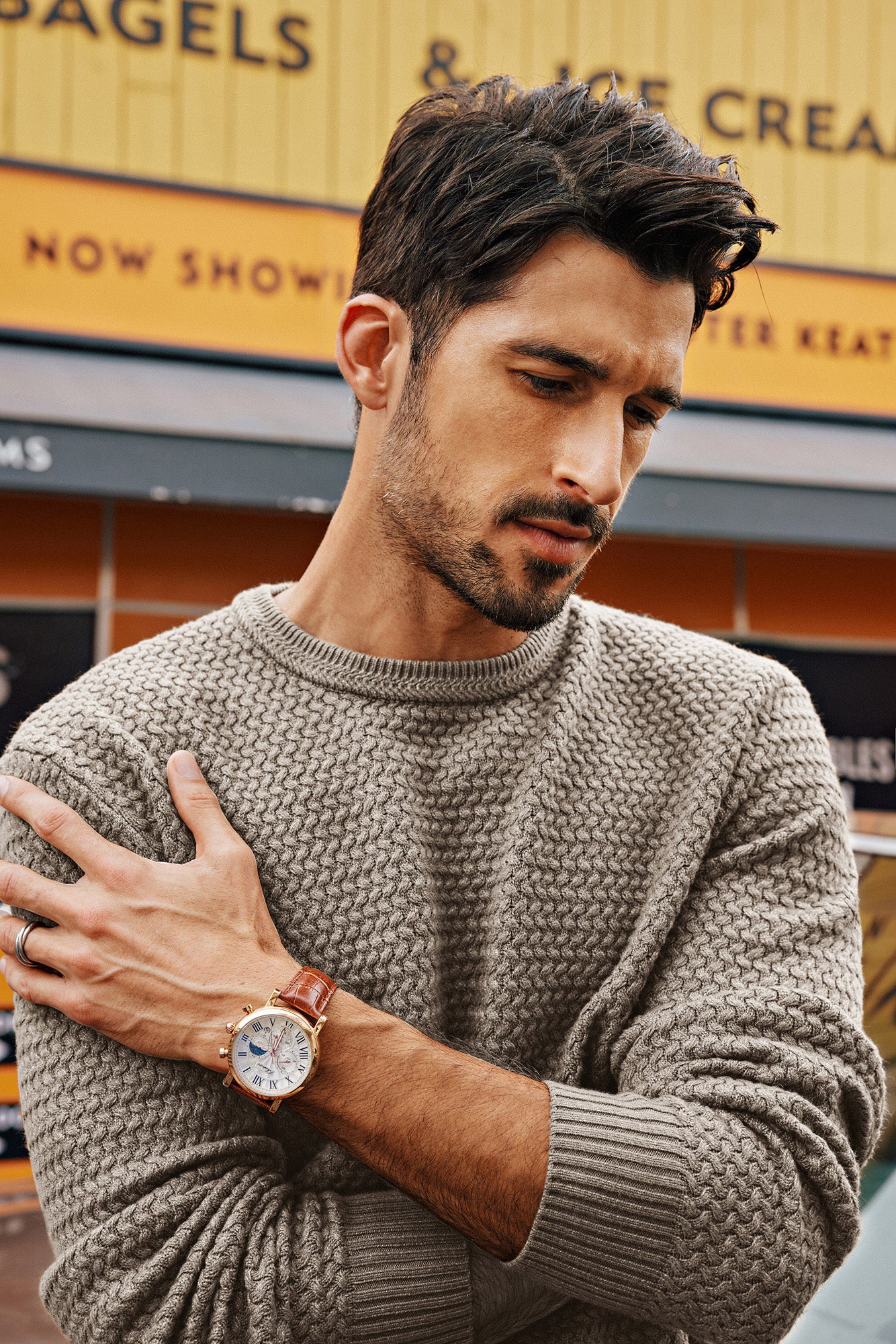 Men Textured Sweater Long Sleeve Crew Neck Ribbed Cuff Pullover Knitwear - Image 20