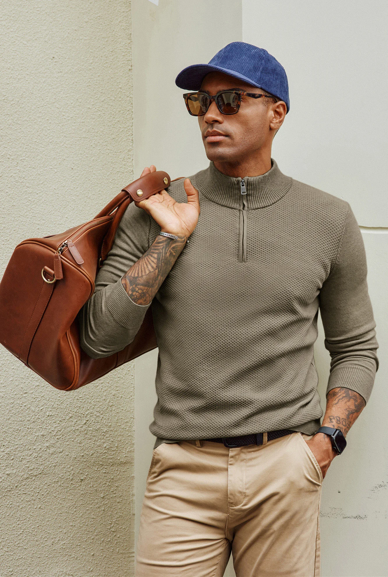 Men Textured Sweater Long Sleeve Stand Collar Zip-up Neck Pullover Knitwear - Image 18