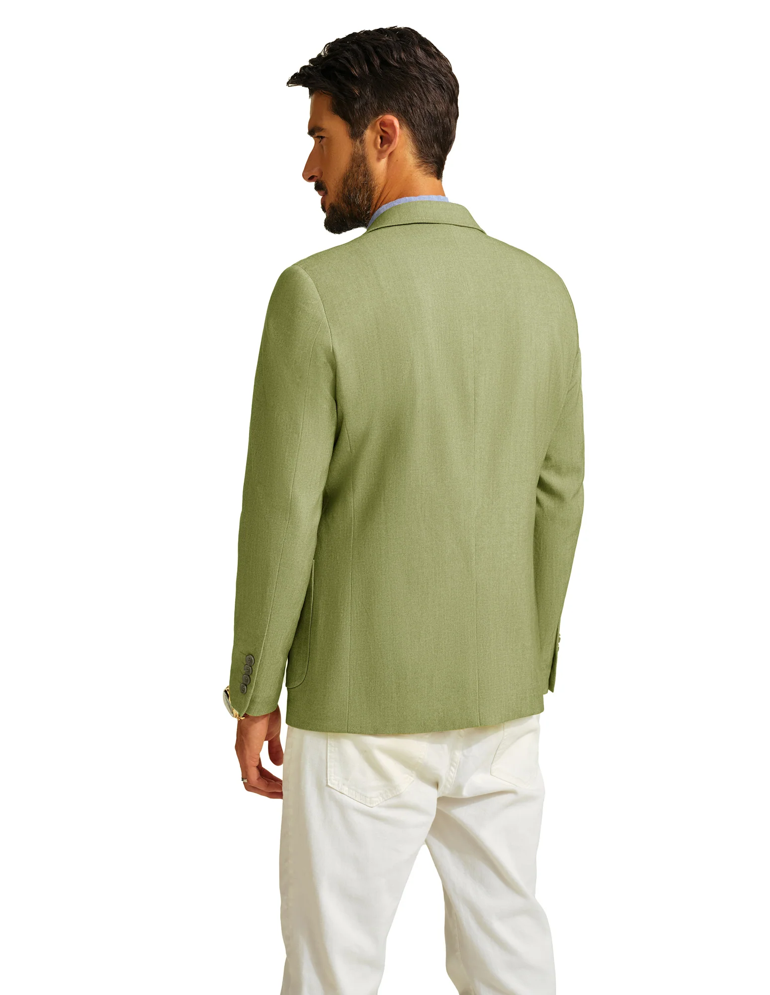 Men Two-Button Blazer Coat Long Sleeve Notch Lapel Back Slit Suit Coat - Image 25