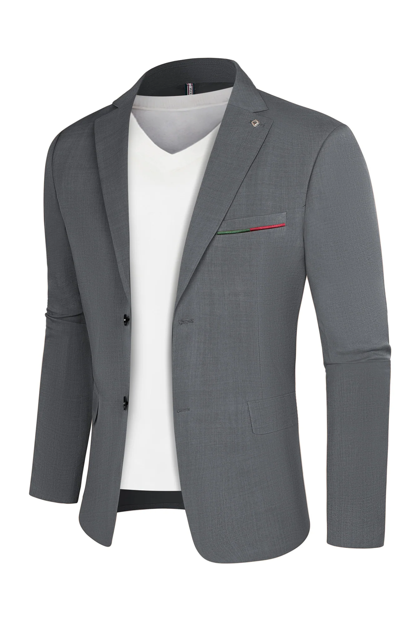 Men Two-Button Blazer Coat Long Sleeve Notch Lapel Back Slit Suit Coat - Image 13