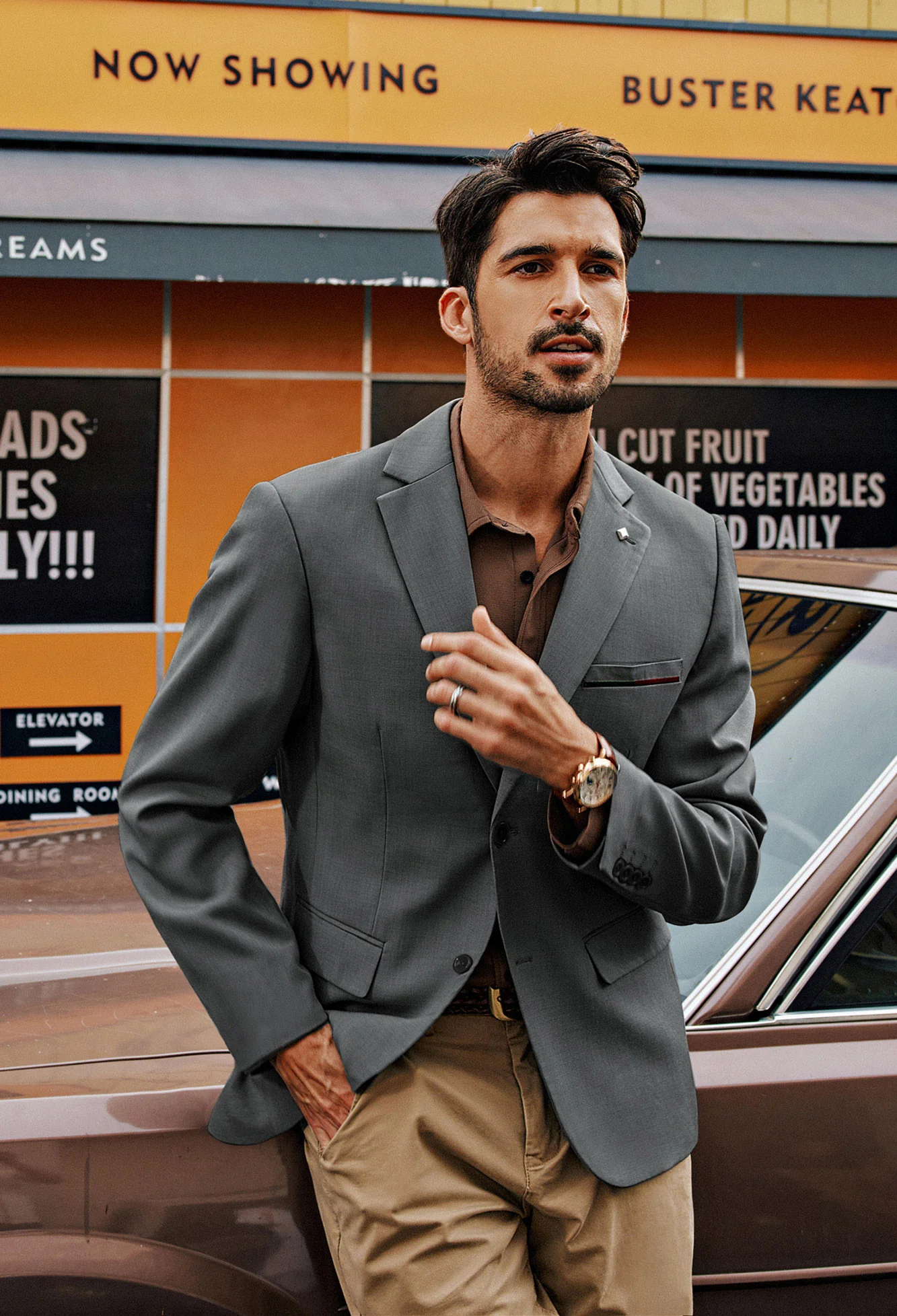 Men Two-Button Blazer Coat Long Sleeve Notch Lapel Back Slit Suit Coat - Image 18