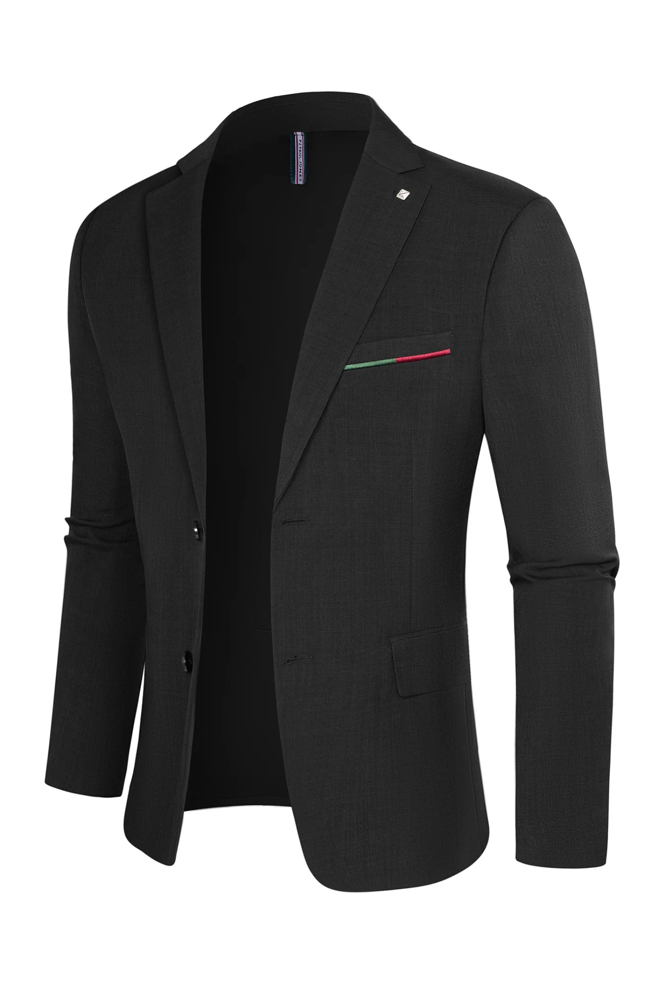 Men Two-Button Blazer Coat Long Sleeve Notch Lapel Back Slit Suit Coat - Image 4