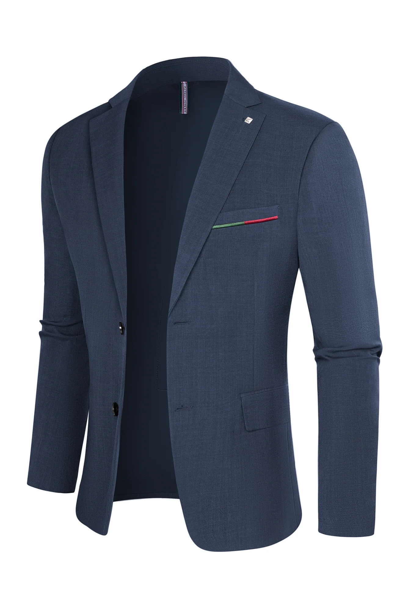 Men Two-Button Blazer Coat Long Sleeve Notch Lapel Back Slit Suit Coat - Image 9