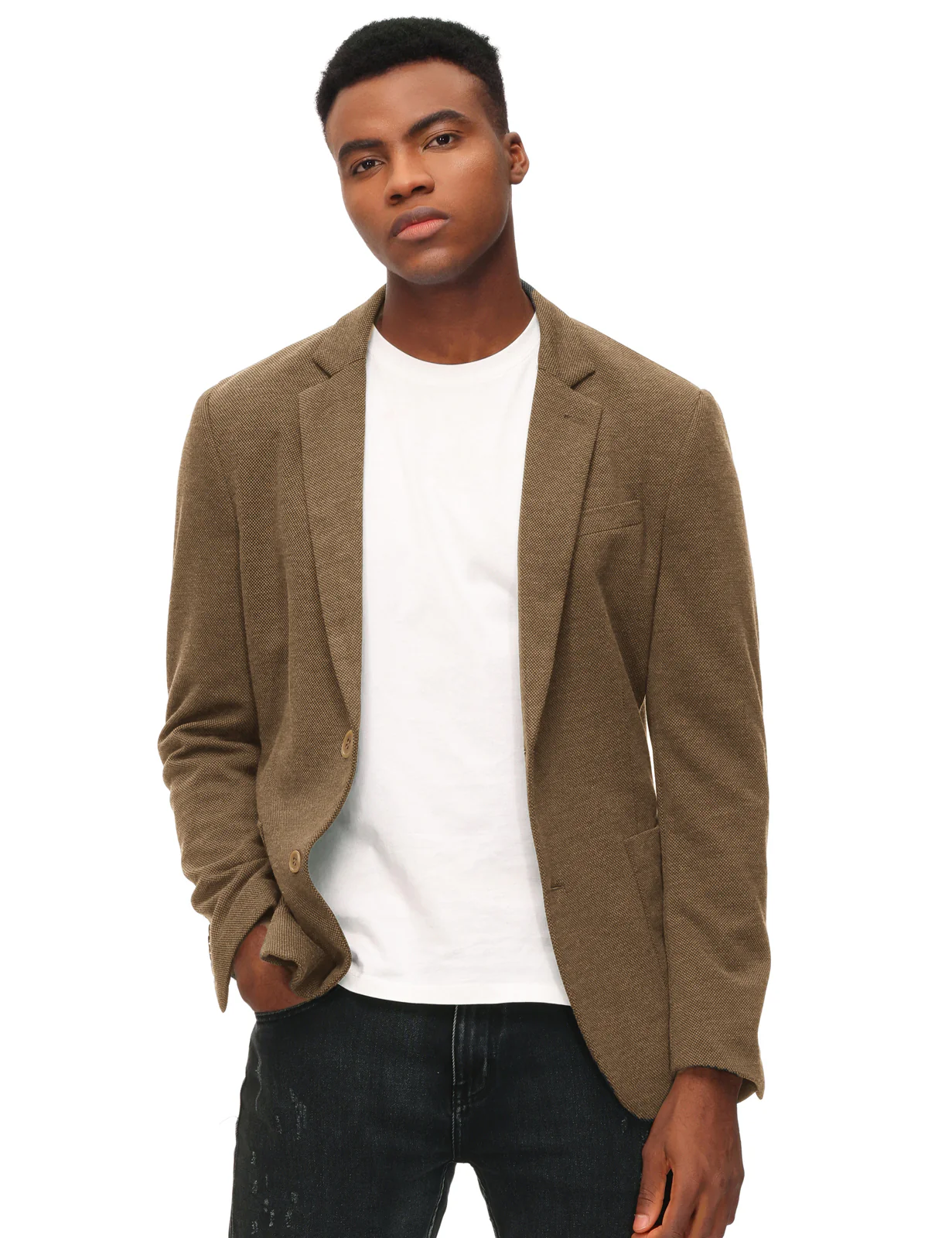 Mens Casual Knit Blazer Two Button Unlined Stretch Sport Coat Suit Jacket - Image 17