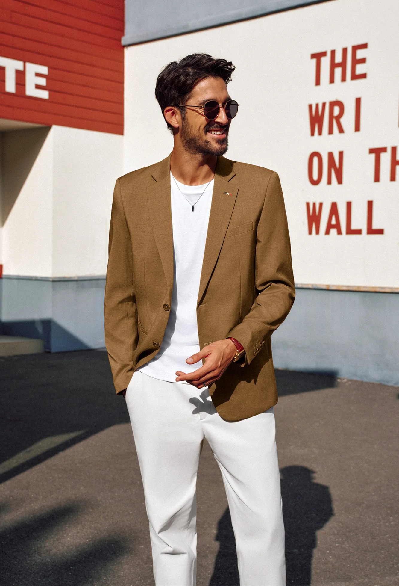 Men Two-Button Suit Coat Casual Back Slit Notch Lapel Blazer Coat - Image 14