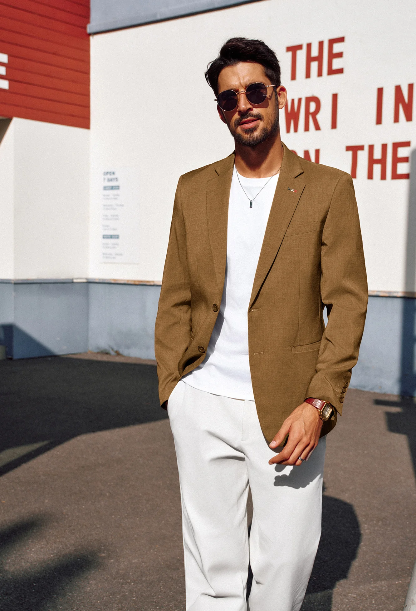 Men Two-Button Suit Coat Casual Back Slit Notch Lapel Blazer Coat - Image 2